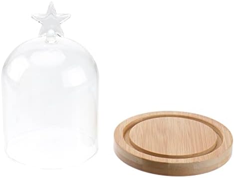 ארון תצוגה של ABOOFAN כוסות ברורות כוסות זכוכית זכוכית צלולה צנצנת פעמון צנצנת תצוגה עם בסיס עץ כפרי שחור לצמחים