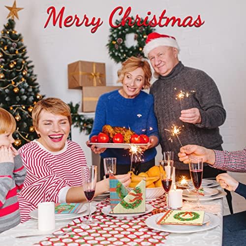 80 חג המולד ברי זר אורח מפיות חד פעמי נייר פירות יער עם קשת חג המולד ארוחת ערב יד מפית מגבת לבית