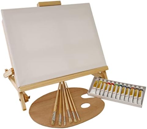 אמנות אספקת 21-חתיכה אמן אקריליק ציור סט עם עץ ח-מסגרת סטודיו כן ציור, 12 חי אקריליק צבע צבעים,