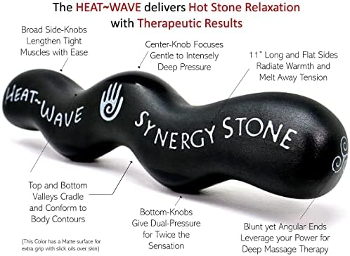 חום-גל סינרגיה אבן-קווי מתאר חם אבן עיסוי כלי עם קורן חום - מרגיע וטיפולי עבור צוואר, גב, רגליים , רגליים-מט
