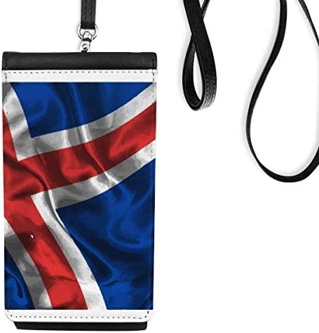 טקסטורה משי דגל איסלנד דגל טלפון ארנק ארנק תליה כיס נייד כיס שחור