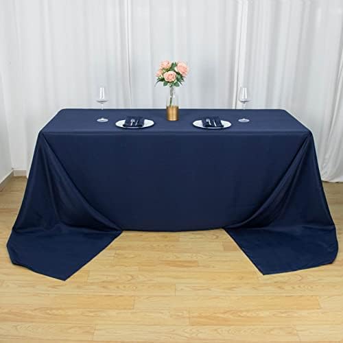 90-156 חלק פרימיום כחול כהה 200 גרם מצעים פוליאסטר מלבן מפת שולחן מסחרי כיתה לחתונה משתה מסעדה