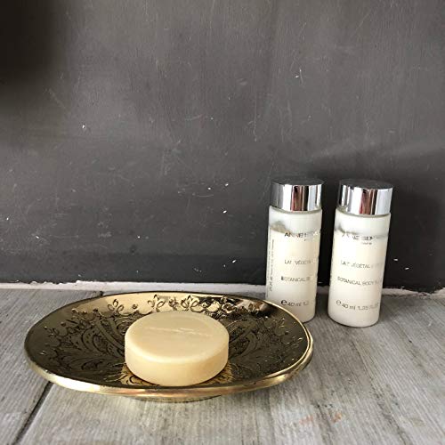 פליז מוצק ברונזה סבון מחזיק עם ניקוז-בעבודת יד סבון צלחת מיכל בר סבון בעבודת יד במרוקו - מתנת רעיון זהב סבון