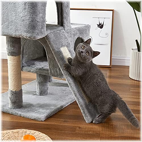 חתול מגדל, 34.4 סנטימטרים חתול עץ עם גירוד לוח, 2 יוקרה דירות, רב-רמת חתול עץ, יציב וקל להרכיב,