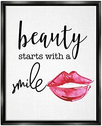 סטופל תעשיות יופי מתחיל עם חיוך שיק שפתון שפתיים עיצוב צף ממוסגר קיר אמנות, עיצוב על ידי דניאלה