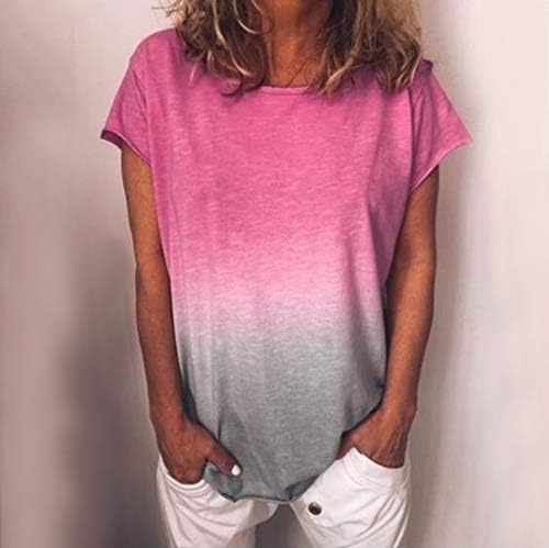 קיץ מודפס חולצות לנשים קצר שרוול טרנדי מקרית חולצות קל משקל בתוספת גודל צוות צוואר 2023