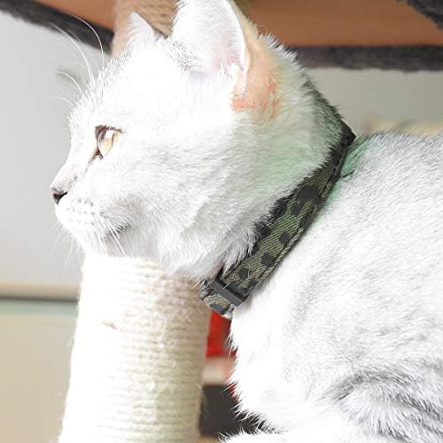 קולרים חתול בדלני עם פעמון, סט של 3, עמיד & בטוח קולרים חתלתול חמוד בטיחות מתכוונן צווארון קיטי עבור