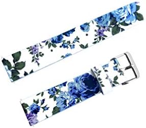ניקסטון פרחוני FL-2 ורדים כחולים רצועת עור תואמת עם Garmin Vivomove 3s ו- VivoActive 4S Smartwatch Soft