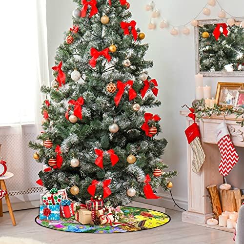מחצלת עץ חג המולד של שיגואה פרחי פרפר פרפרים בצבעי עץ חג המולד מחצלת עץ חג המולד עץ חג המולד חג המולד קישוטי מסיבות