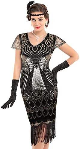 שמלת פלינג וינטג 'משנות העשרים של שנות העשרים של המאה העשרים של המאה העשרים של המאה העשרים עם שמלת שוליים
