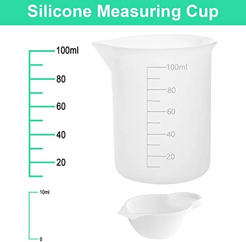 11 יחידות ערכות כוסות מדידה מסיליקון, כוסות סיליקון, כוס מדידה מסיליקון, 100 ו-10 מיליליטר כוסות ערבוב טפלון,