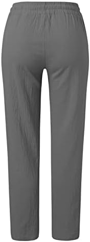 מכנסיים מטען פשתן נשים, רגיל גבוהה מותן פאלאצו טרנדי שרוך כותנה פשתן מכנסיים עם כיסים נסיעות מכנסיים