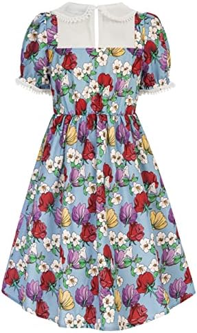 בנות פרחוני פאף שרוול שמלה לפרוע לקצץ אונליין מידי שמלת עבור 6-12 שנים ילדים