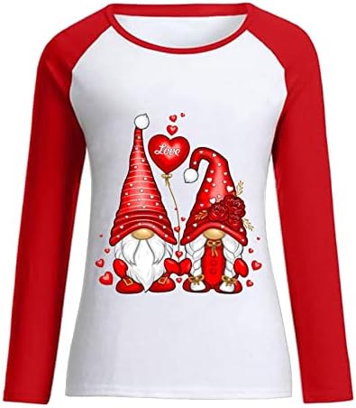 סווטשירט של יום האהבה של נשים שני גמדים ואהבה מהדפסי לב, סוודר גמדים חמודים לנשים חולצות טי