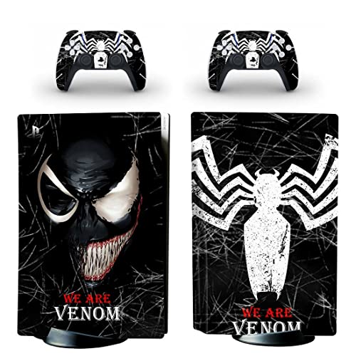 Oumaga PS5 Skins PS5 מדבקות PS5 מדבקות תואמות לפלייסטיישן 5 קונסולות משחק PS5 בקרי Spiderman Venom