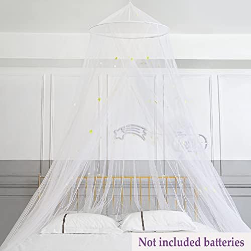 חופה מיטת פיובי לבנות מיטת חדר וילונות חופה עם נורות LED יתוש