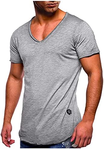 וונקומג1 קיץ חולצות הנלי לגברים בתוספת גודל חולצות טי בצבע אחיד כותנה שרוולים קצרים חולצות חולצה בסיסית