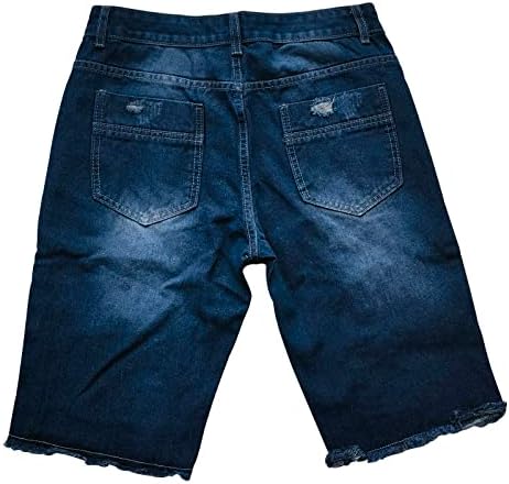 מכנסי ג'ינס נמתחים של וולדור גברים נמתחים מכנסי ג'ינס קצרים קיץ אופנה היפ הופ שבור מכנסי ג'ינס נמתחים