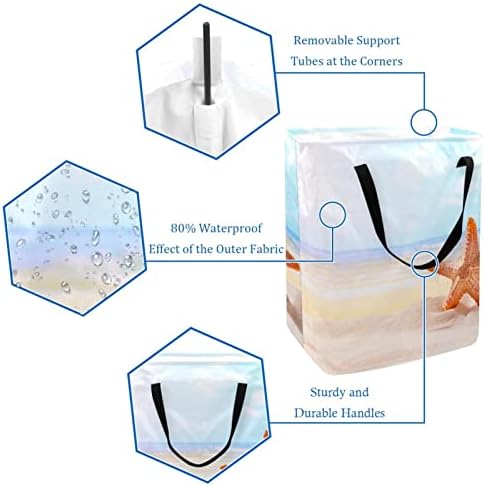בודד כביסת כוכב ים קיץ סאני חוף אוקיינוס בגדי סל גדול סל עם ידיות לאחסון בגדי צעצועי בחדר שינה אמבטיה