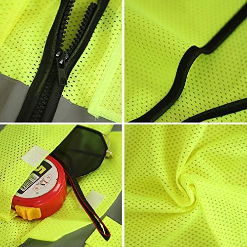 Xiake hi vis vis vese Safective Safety עם כיסים ורוכסן לגברים ונשים, עומד בתקן ANSI/ISEA