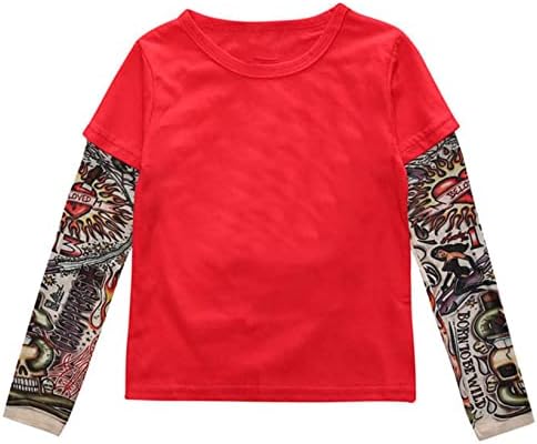 יוניסקס בני בנות כותנה חולצה עם רשת קעקוע שרוול למעלה בסוודרים בגדים