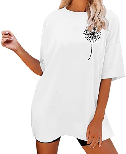 חולצות KCJGIKPOK פלוס חולצות בגודל לנשים, הדפס גרפי של שרוול קצר צוואר צוואר צוואר טוניקה בסיסית