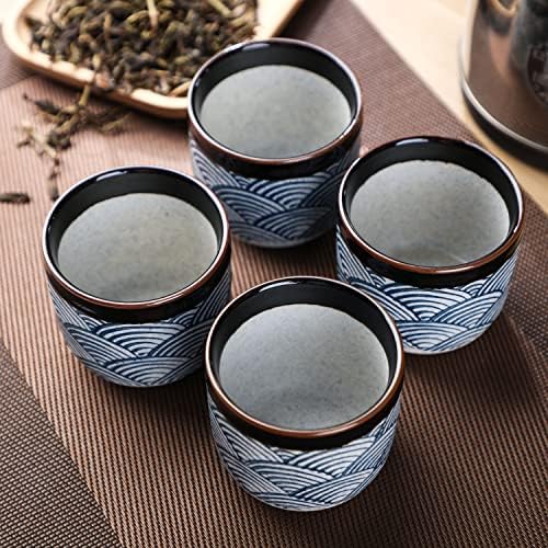 כוס תה יפנית סט תה חרסינה סט קרמיקה חסרת יד כוס מים ירבה מטה מיץ חלב מיץ חלב קפה קפה סאק ספל של 4 סט של