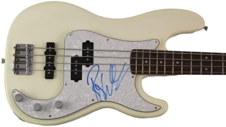 רוג 'ר ווטרס חתם על חתימה בגודל מלא פנדר לבן גיטרה בס חשמלית עם ג' יימס ספנס ג ' יי. אס. איי מכתב אותנטיות-פינק