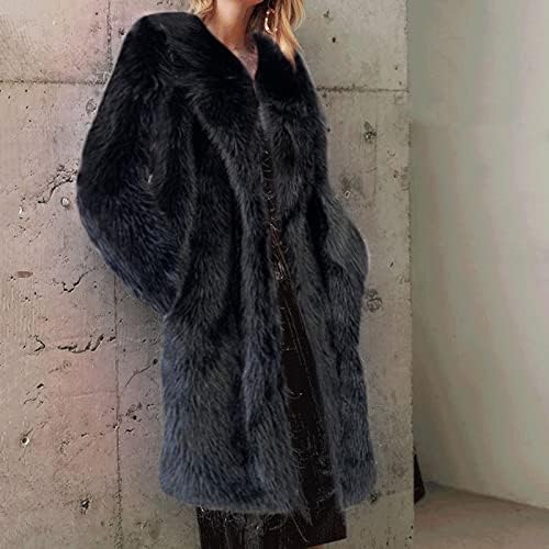 צמר מלאכותי של סימן שרוול ארוך מעיל ארוך ז'קט חם דמוי דמוי שרוול ארוך גוף פרוותי לבוש חיצוני 4x מעילים נשים