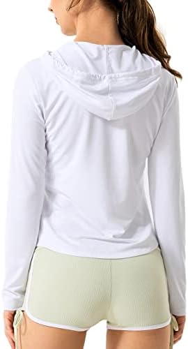 שרוול ארוך לנשים UPF 50+ ז'קט הגנה מפני סאן עם חולצת כושר עם כיסים עם כיסים יוגה מלאה מלא רוכסן