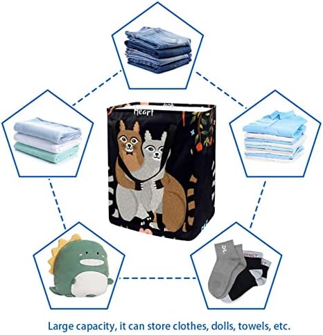 חתול מצחיק עקוב אחר לבך הדפס סל כביסה מתקפל, סלי כביסה עמידים למים 60 ליטר אחסון צעצועי כביסה