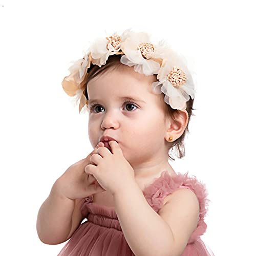 3 יחידות תינוקת מלאכותי פרח סרטי ראש יילוד תמונות סרטי ראש ניילון אלסטי פרחוני סרטי שיער מקסים פוטושוט כתר יילוד