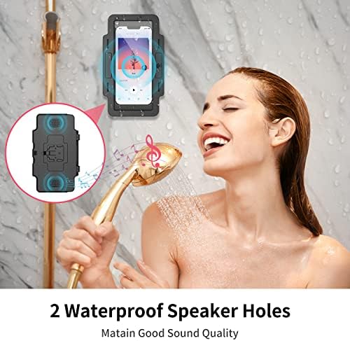 מקלחת טלפון מחזיק עמיד למים 480 סיבוב טלפון מקלחת מקרה אמבטיה קיר הר טלפון מחזיק דבק טלפון הר עבור מקלחת
