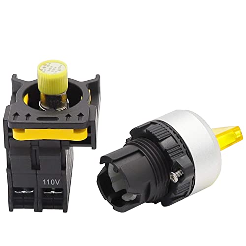 Mxuteuk LED צהוב מתח תאורה מתח 110V-220V 22 ממ 1 NO 2 מיקום עמיד למים IP65 מתג בורר סיבוב תפס 10A