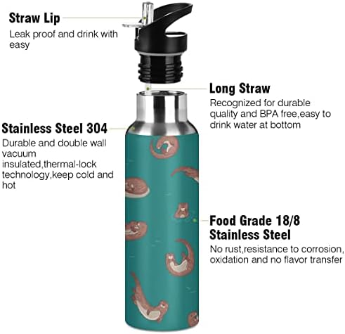 ים גלפי אוטר דפוס בעלי חיים בקבוק מים עם מכסה קש, ללא BPA, בקבוקי מים 32 גרם