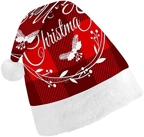חג המולד סנטה כובע, החג שמח באפלו משובץ חג המולד חג כובע למבוגרים, יוניסקס נוחות חג המולד כובעי