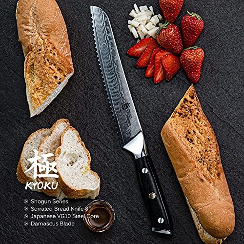 קיוקו 8 משונן לחם סכין + 5 שאינו משונן סטייק סכיני סט-שוגון סדרת - יפני וי 10 פלדת ליבה מזויף דמשק