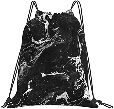 DARE2B שיש שחור משיכת תרמיל מופשט צבע נוזלי אמנות מיתרים שקית מרקם אטום מים מרקם משיכה שקית משקל קל סינץ
