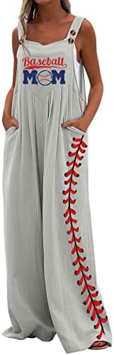 LMSXCT Baseball Mom Suppsuits לנשים בקיץ מזדמן Rompers ללא שרוולים רופפים רופפים רחבים סרבלים קופצים