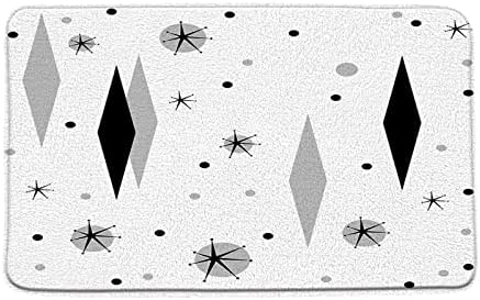 שטיח אמבטיה מודרני של אמצע המאה אפור יהלום שחור אטומי התפרצות פולקה דוט רטרו 1950 בוהו גיאומטרי מינימליסטי