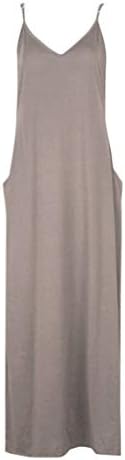 מקסי ספגטי רצועת שמלת נשים מקרית בתוספת גודל מוצק צבע שמלות קיץ צווארון שרוולים ארוך שמלה עם קט
