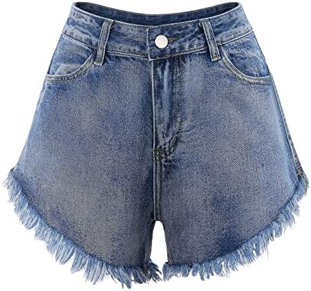 מכנסי ג'ין קצרים במותניים גבוהות מותניים מזדמנים קיץ מותניים גבוהים מכנסיים קצרים במצוקה חופשה במצוקה