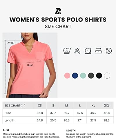 Rivallay חולצות פולו גולף נשים ללא צוואר v upf 50+ מהיר יבש שרוול טניס טניס חולצות עם כיס