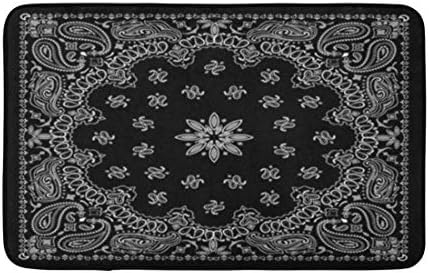 16 איקס24 שטיח אמבטיה צבעוני דפוס שחור פייזלי בנדנה צעיף גבול מטפחת בציר מפנק אמבטיה דקור אמבטיה שטיח עם