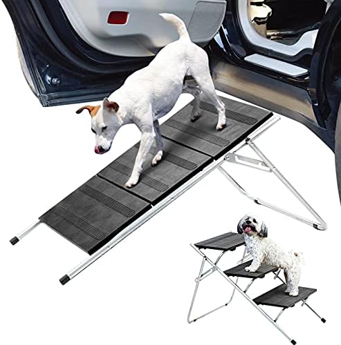 מתכת מתקפל לחיות מחמד כלב רכב סולם מדרגות נייד קל משקל כלב וחתול רמפה עם החלקה משטח עבור גבוהה מיטות שלוש-שכבה