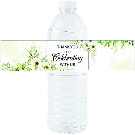36 חבילה של מסגרת ירוקה תודה שחגגת איתנו מדבקות תווית בקבוקי מים למסיבת יום הולדת למקלחת תינוקות חתונה לחתונה