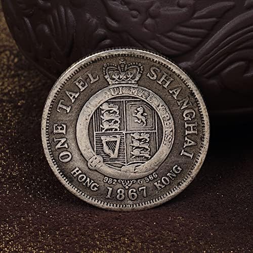 1867 שנגחאי אחד או שניים סיבוב כסף עתיק בסגנון סיני סגנון אוקיינוס ​​ריהוט מטבעות מטבעות בירית מדליות