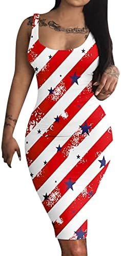 טוניקות קיץ של מיאשוי הדפסת קאמי ללא שרוולים דגל אמריקאי בגדי מועדון מיני שמלת נשים שמלות קיץ