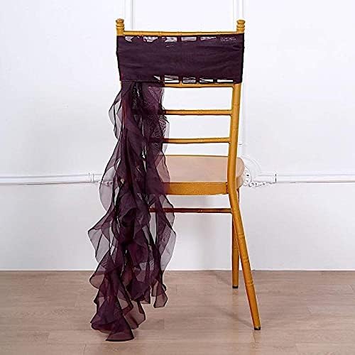 מעגל בלסה חציל סגול פרמיום פרמיום מתולתל כיסוי כיסא כיסא עם אבנטות