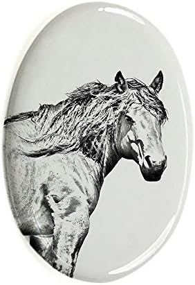 ארט דוג, מ.מ. סוס ההר הבאסקי, מצבה סגלגלה מאריחי קרמיקה עם תמונה של סוס
